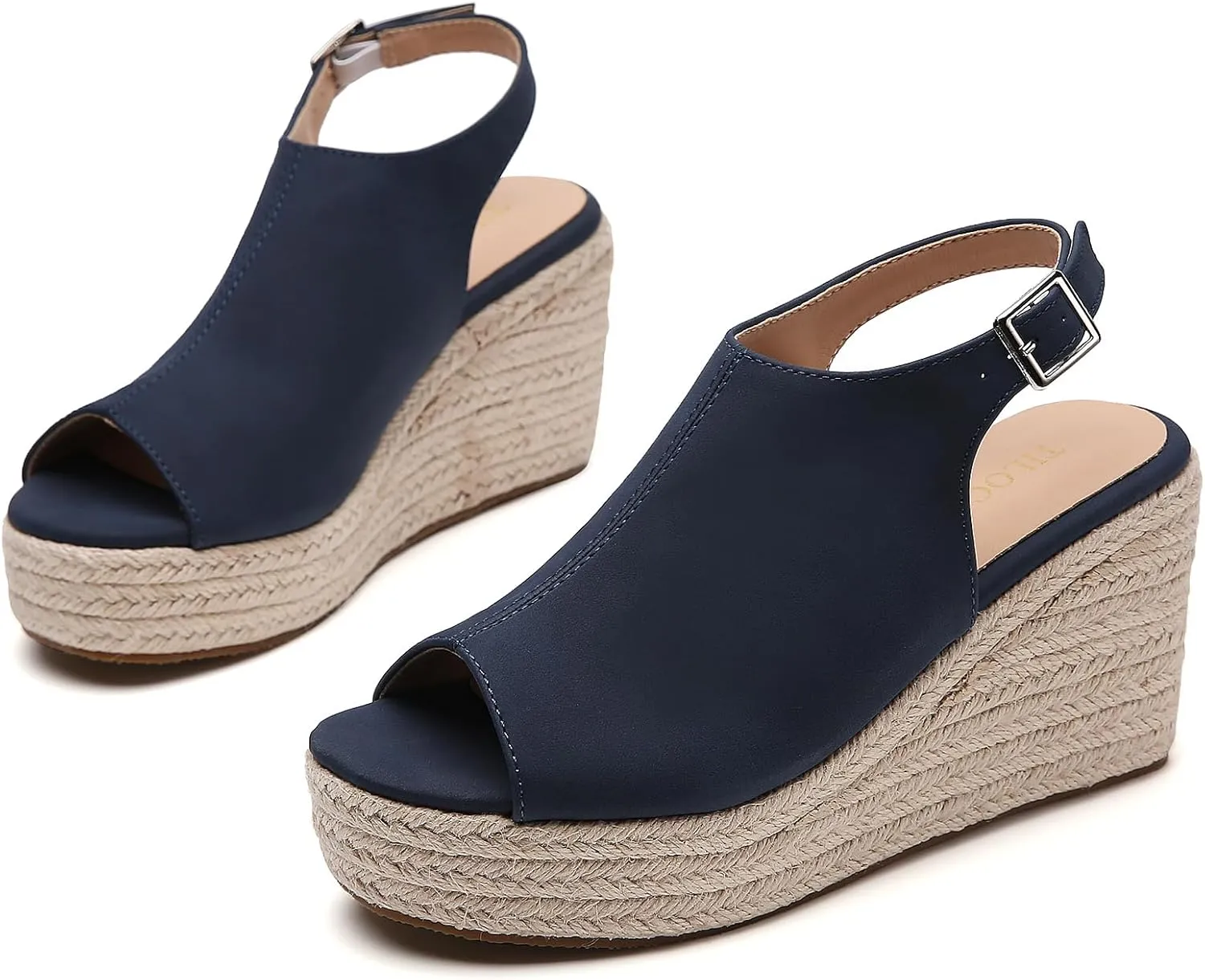 Tilocow Espadrilles Wedges for Women Open Toe Ankle Strap Platform Dressy Casual Sandals Travel Slides