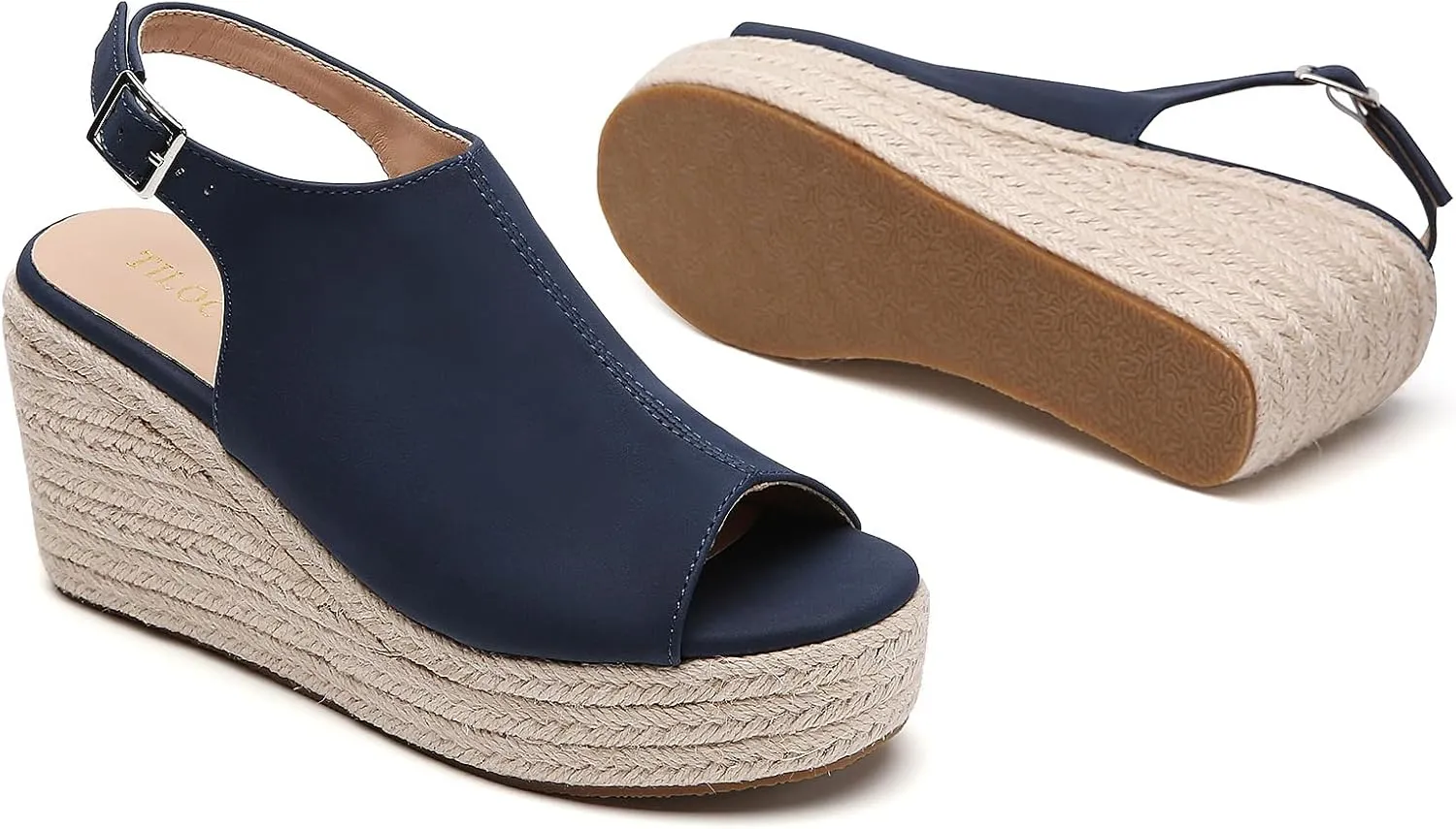 Tilocow Espadrilles Wedges for Women Open Toe Ankle Strap Platform Dressy Casual Sandals Travel Slides