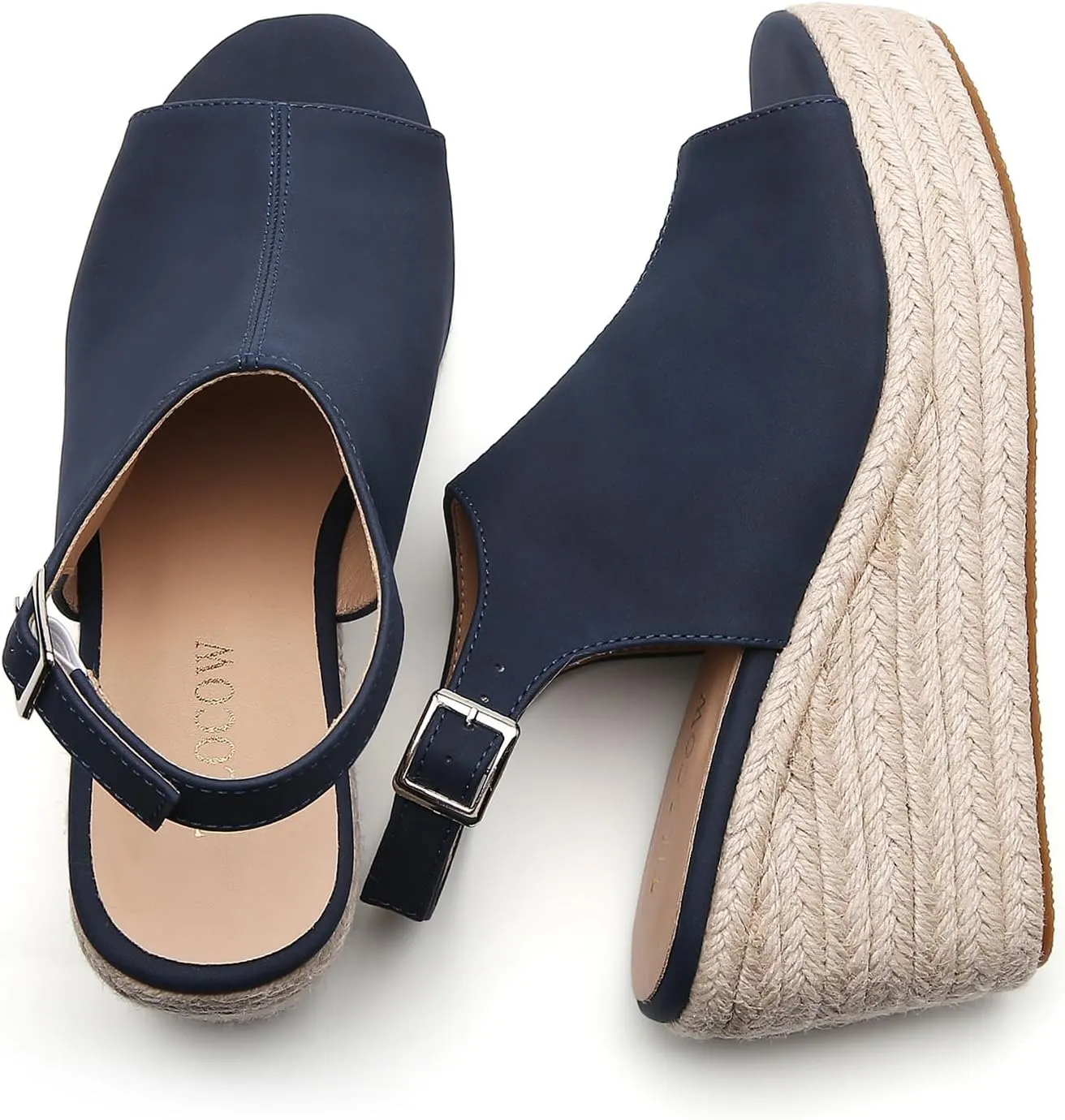 Tilocow Espadrilles Wedges for Women Open Toe Ankle Strap Platform Dressy Casual Sandals Travel Slides