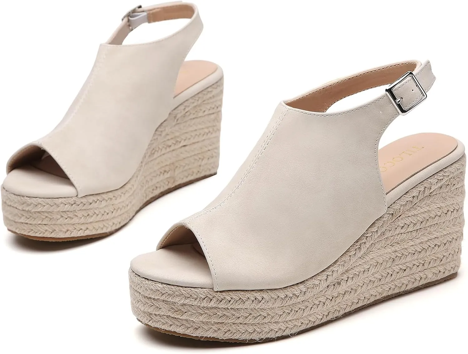 Tilocow Espadrilles Wedges for Women Open Toe Ankle Strap Platform Dressy Casual Sandals Travel Slides