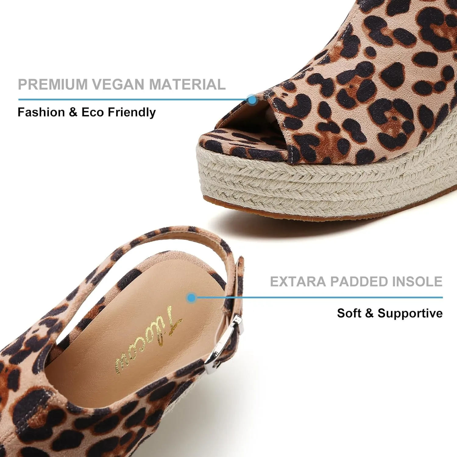 Tilocow Espadrilles Wedges for Women Open Toe Ankle Strap Platform Dressy Casual Sandals Travel Slides