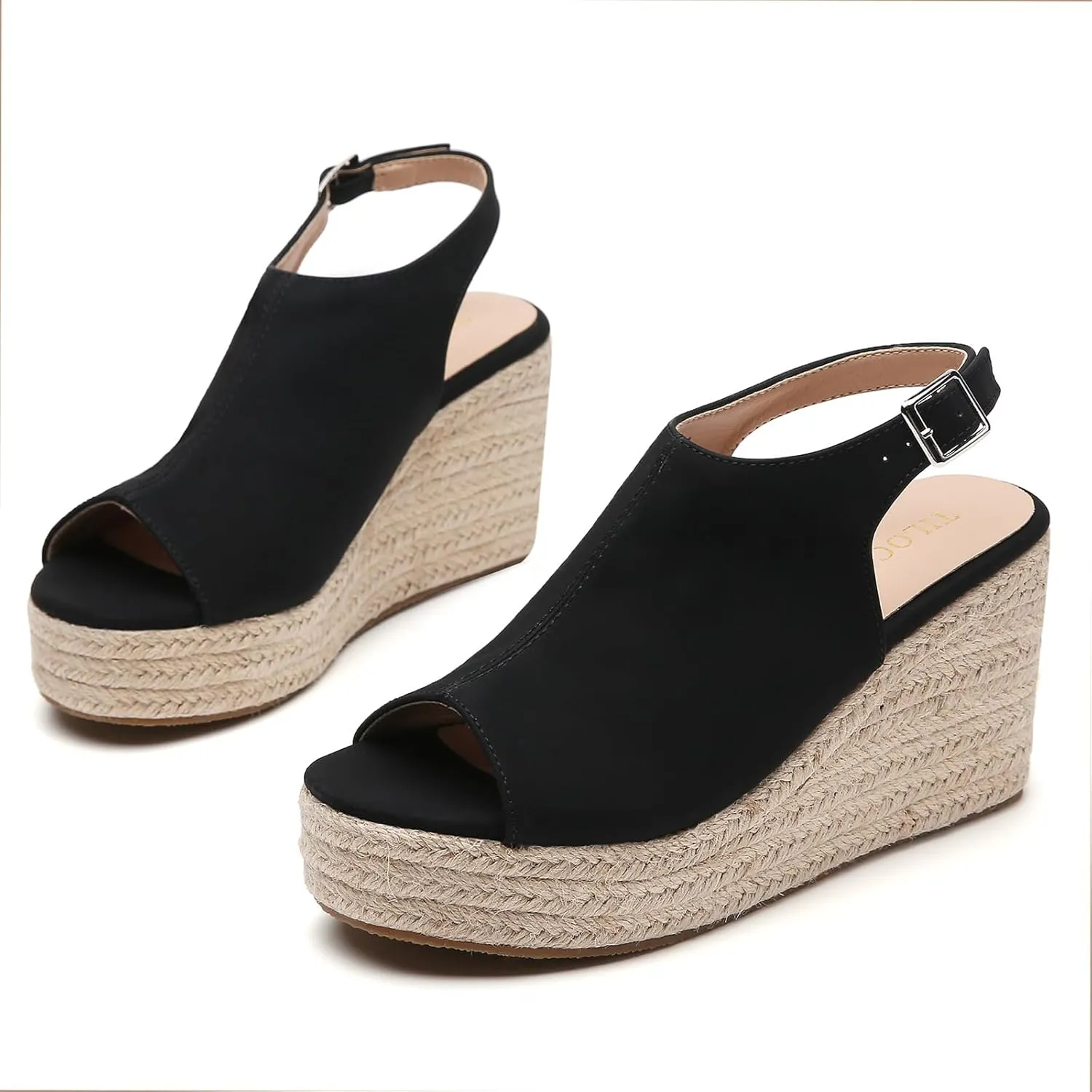 Tilocow Espadrilles Wedges for Women Open Toe Ankle Strap Platform Dressy Casual Sandals Travel Slides