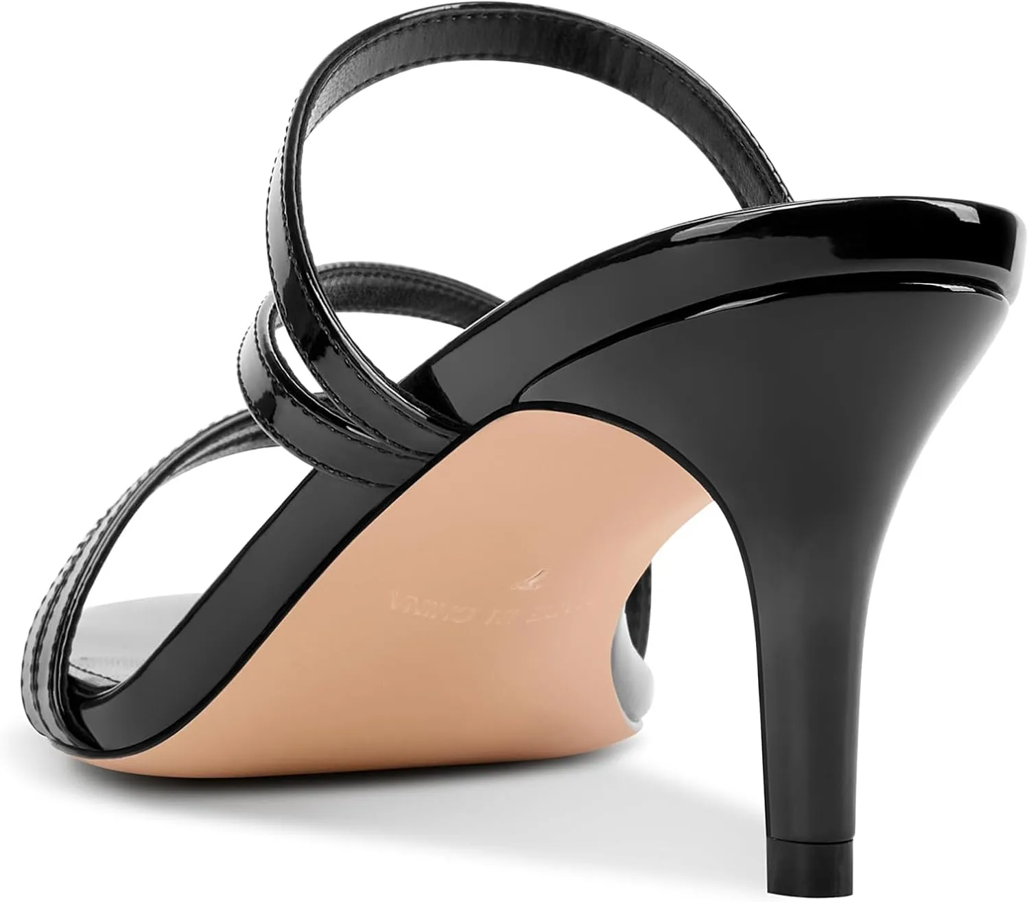 TNYNFBEB Womens Stiletto Mid Heel Open Toe Sandals Mules Shoes Slip-on Prom Wedding Dress Patent Leather Summer 2.6 Inches Heels