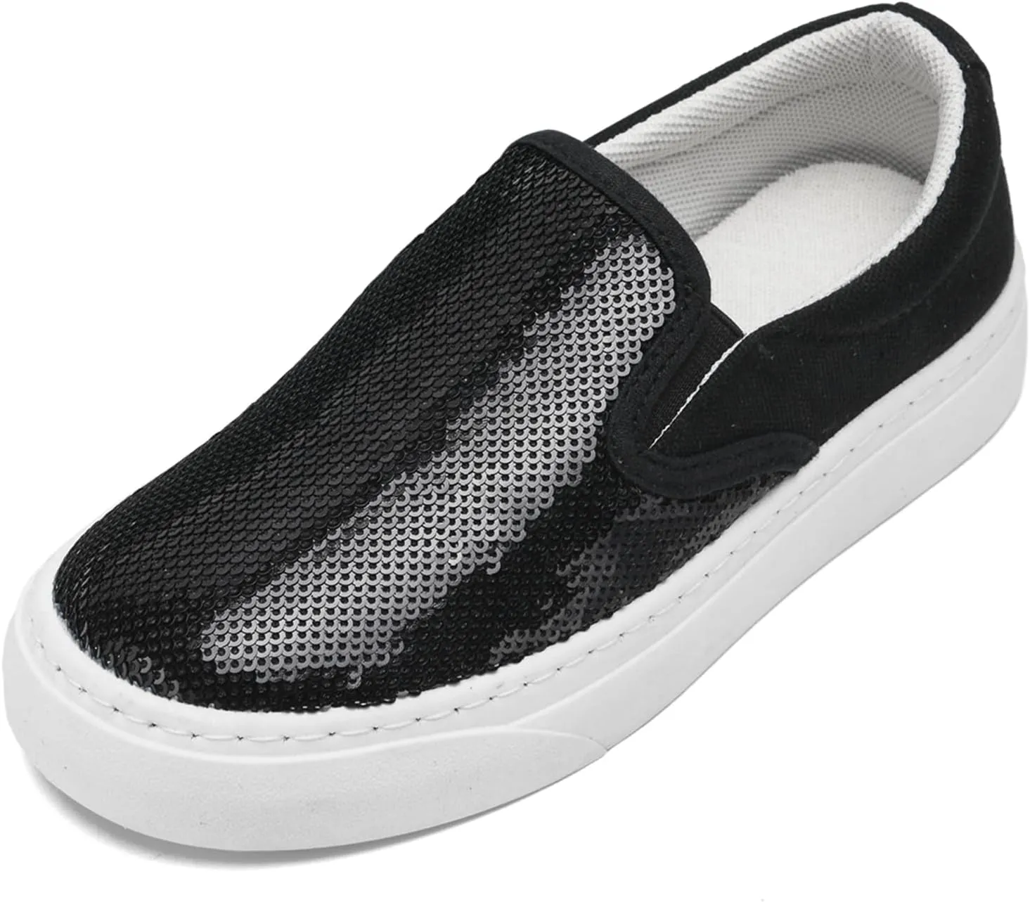 Toddler Girls and Boys Sneakers Canvas Low Top Slip On Casual Sparkle Sequins Walking/Running Shoes