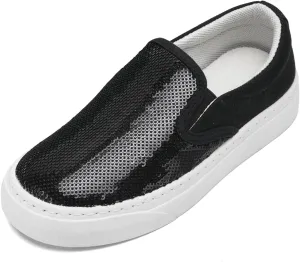 Toddler Girls and Boys Sneakers Canvas Low Top Slip On Casual Sparkle Sequins Walking/Running Shoes