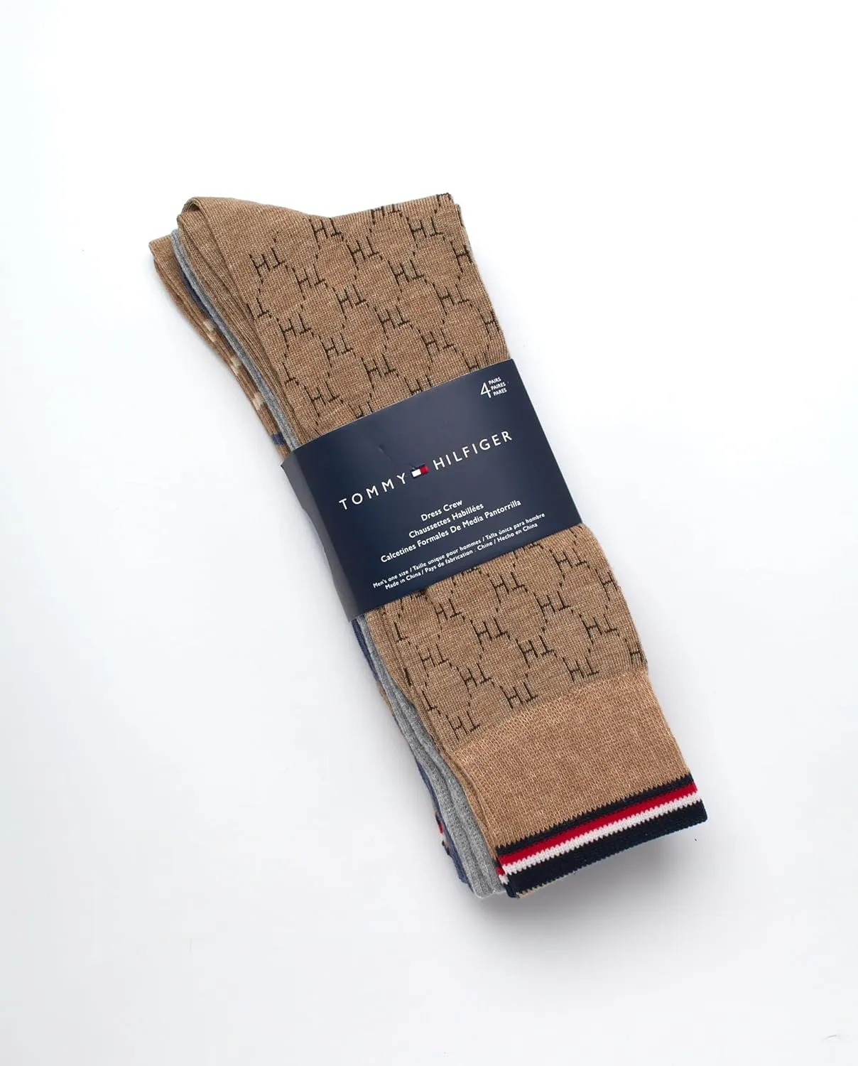 Tommy Hilfiger Men's Dress Socks - 4 Pack Lightweight Soft Cotton Blend Dress Socks - Comfort Stretch Crew Socks for Men