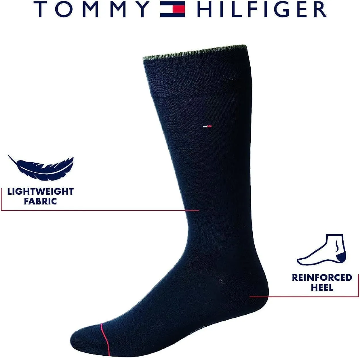 Tommy Hilfiger Men's Dress Socks - 4 Pack Lightweight Soft Cotton Blend Dress Socks - Comfort Stretch Crew Socks for Men