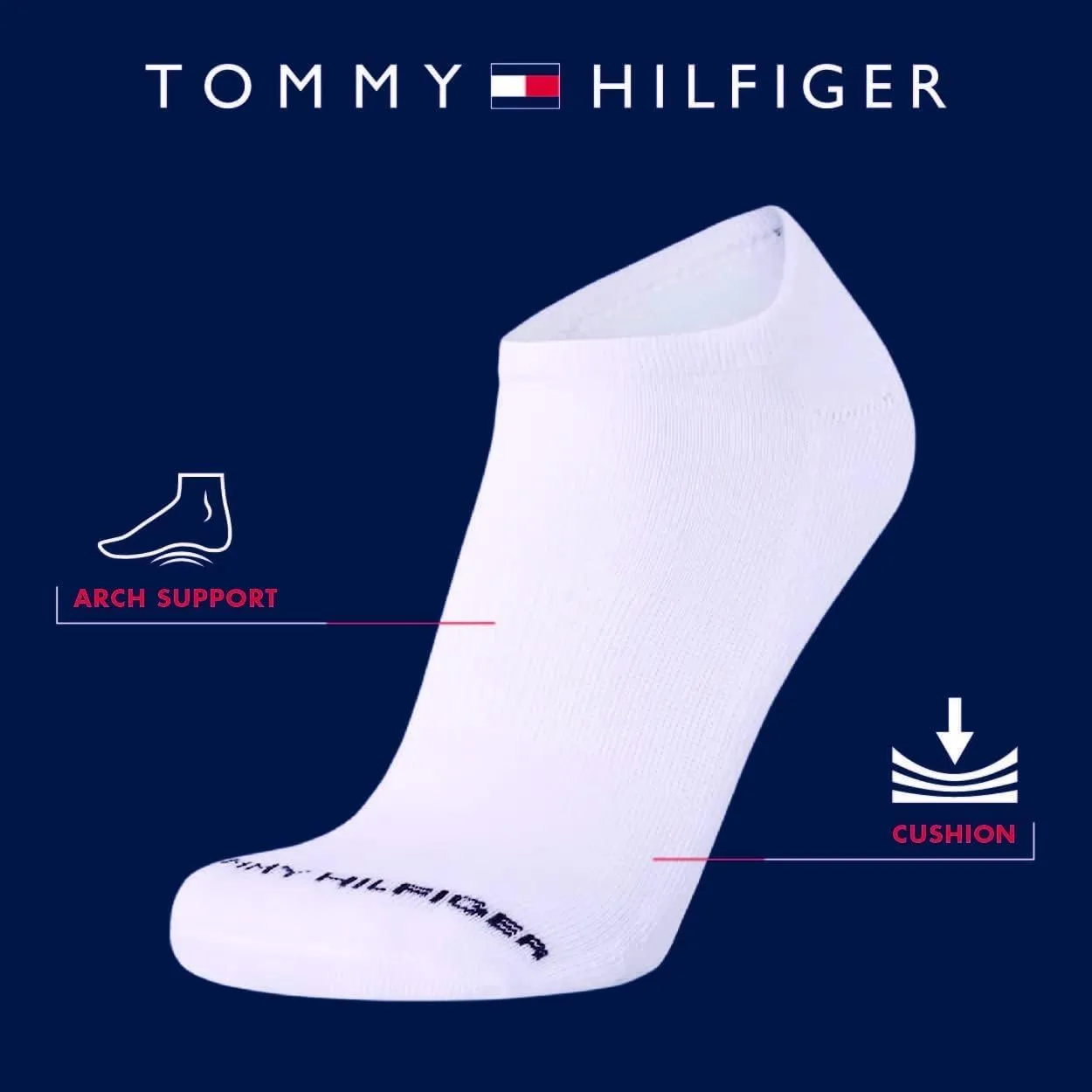 Tommy Hilfiger Women's Low Cut Socks - 6 Pack Performance Cushioned Comfort No Show Socks - Athletic Socks for Women (4-10)