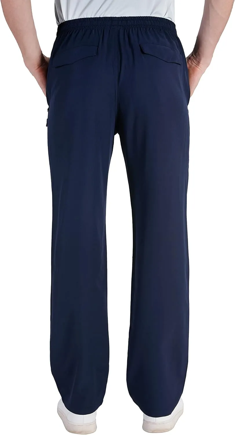 TRAILSIDE SUPPLY CO. Mens Lightweight Track Pants,Stretchy Pants with Zipper Pockets