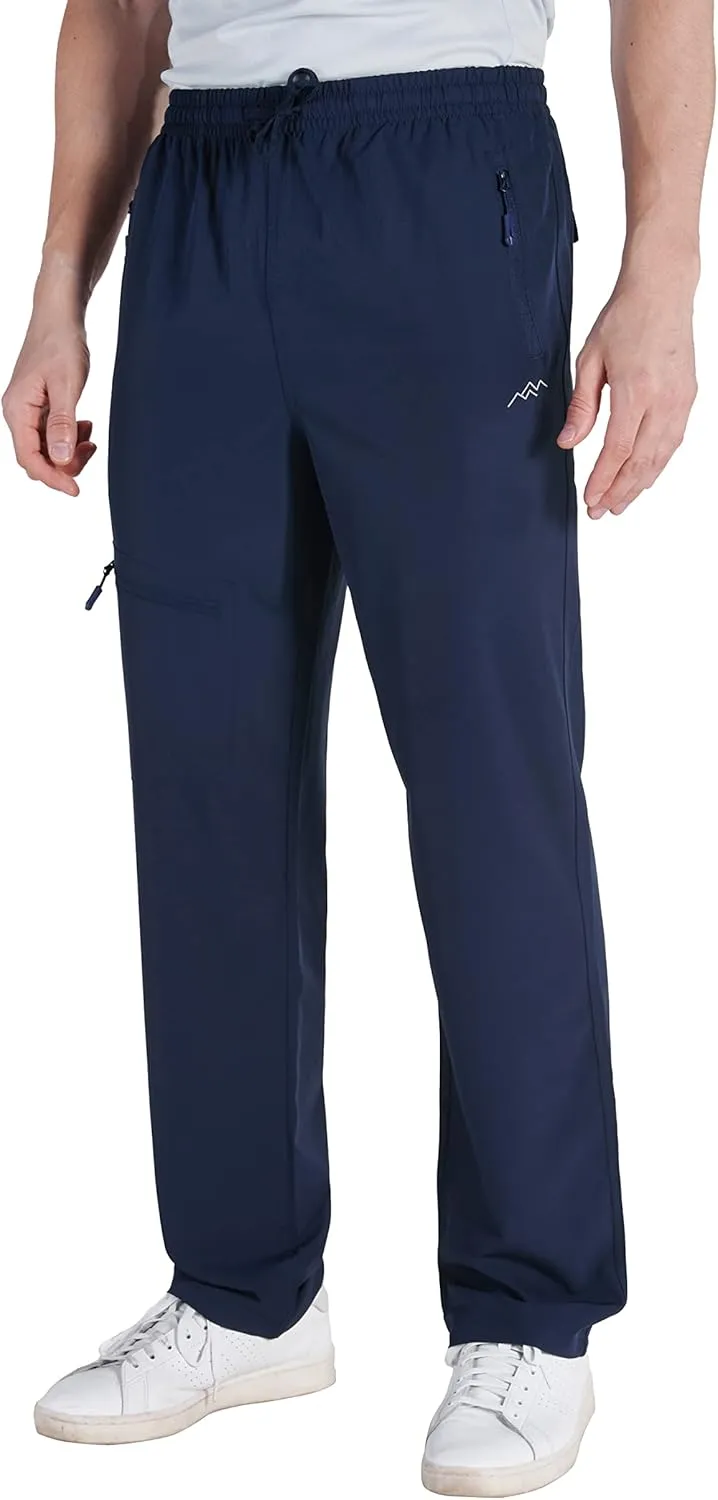 TRAILSIDE SUPPLY CO. Mens Lightweight Track Pants,Stretchy Pants with Zipper Pockets