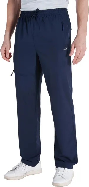 TRAILSIDE SUPPLY CO. Mens Lightweight Track Pants,Stretchy Pants with Zipper Pockets