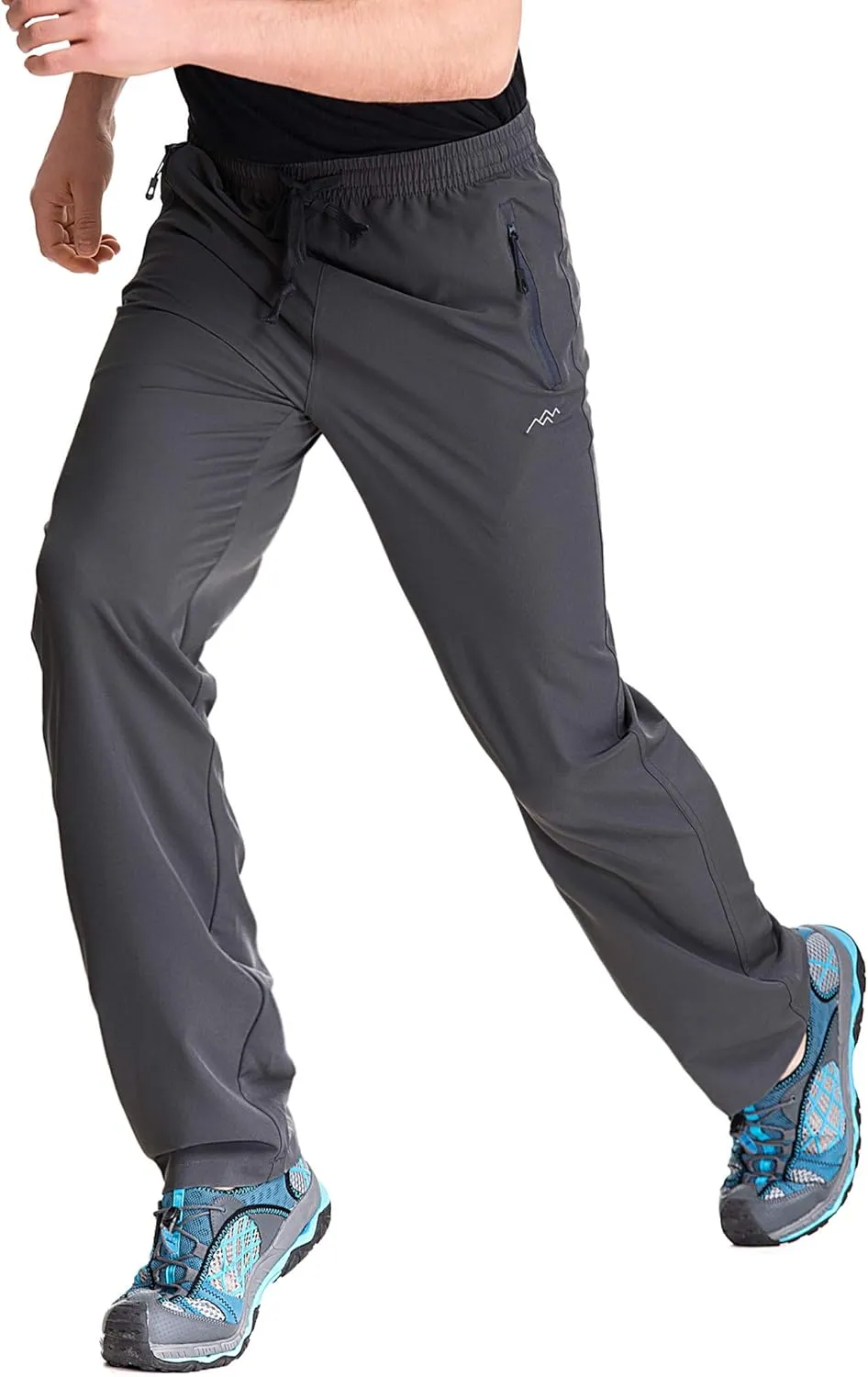 TRAILSIDE SUPPLY CO. Mens Lightweight Track Pants,Stretchy Pants with Zipper Pockets,Loose Fit