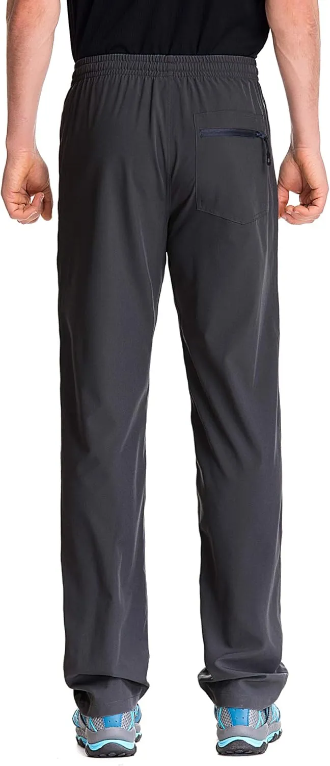 TRAILSIDE SUPPLY CO. Mens Lightweight Track Pants,Stretchy Pants with Zipper Pockets,Loose Fit