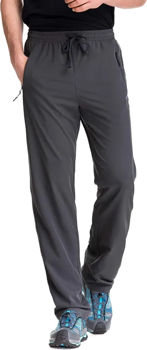 TRAILSIDE SUPPLY CO. Mens Lightweight Track Pants,Stretchy Pants with Zipper Pockets,Loose Fit