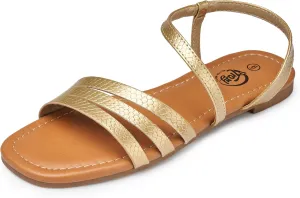 Trary Sandals for Women, Womens Sandals Shoes Square Open Toe Cute Strappy Women's Flats Sandals for Dressy Beach Summer Wedding Comfortable Casual Sandalias De Mujer