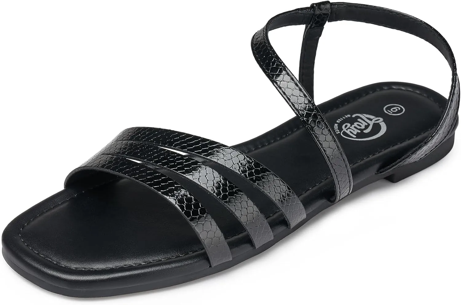 Trary Sandals for Women, Womens Sandals Shoes Square Open Toe Cute Strappy Women's Flats Sandals for Dressy Beach Summer Wedding Comfortable Casual Sandalias De Mujer