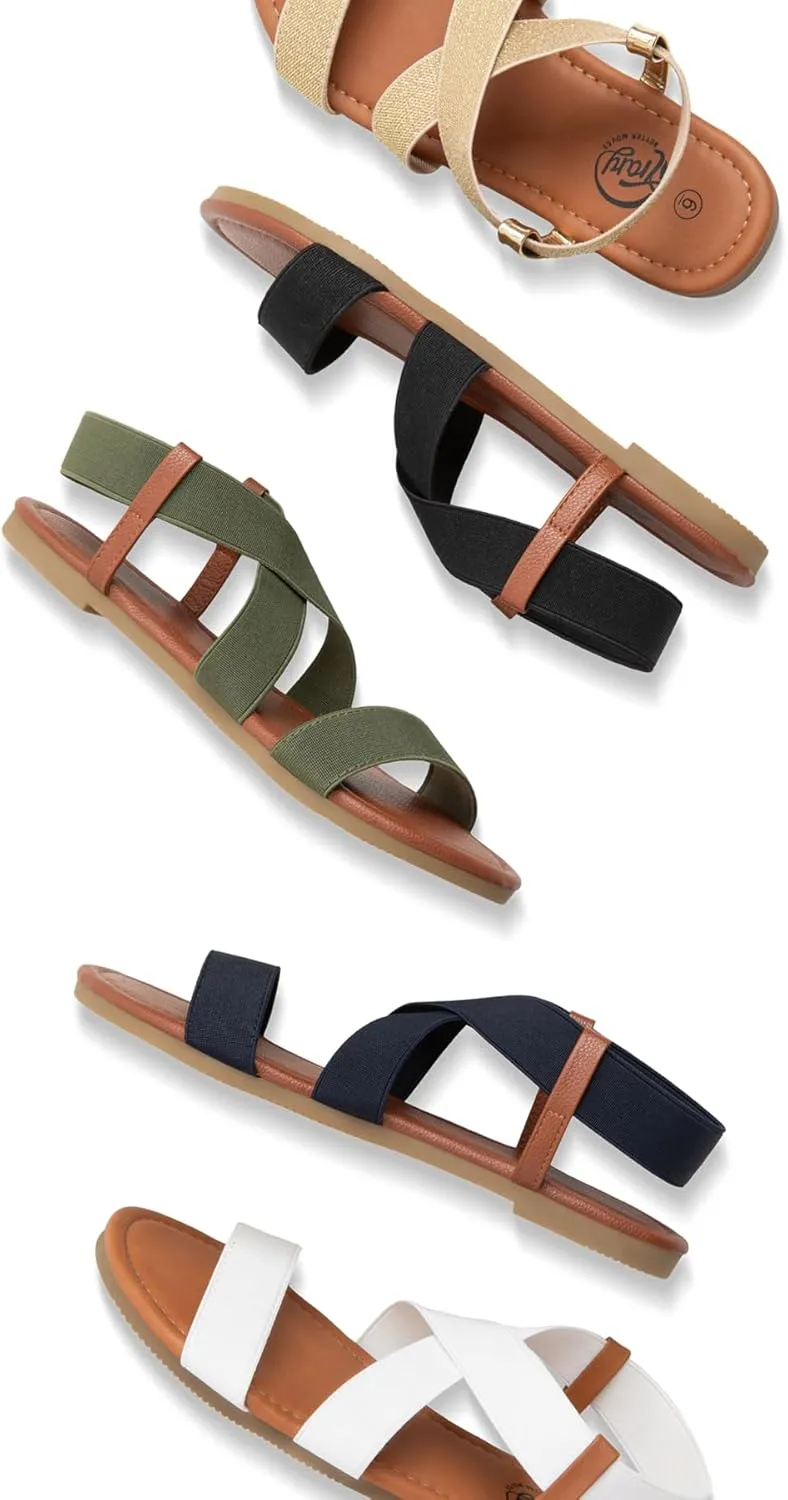 Trary Sandals Women, Womens Sandals, Flat Sandals for Women Dressy Summer, Women's Sandals, Elastic Sandals for Women, Cute Sandals, Open Toe Dress Sandals,Wide Sandles Womans, Sandalias Para Mujer