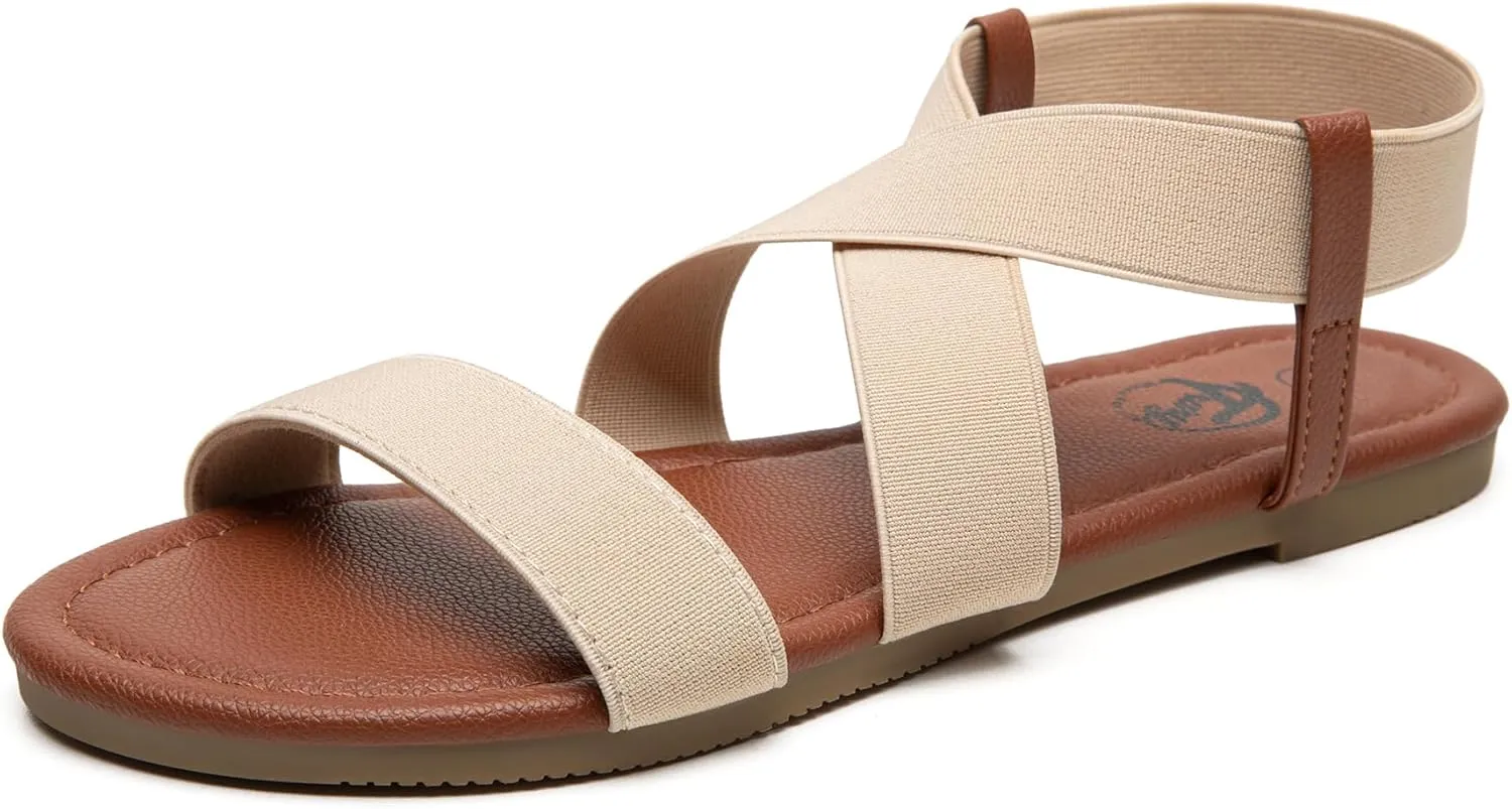 Trary Sandals Women, Womens Sandals, Flat Sandals for Women Dressy Summer, Women's Sandals, Elastic Sandals for Women, Cute Sandals, Open Toe Dress Sandals,Wide Sandles Womans, Sandalias Para Mujer