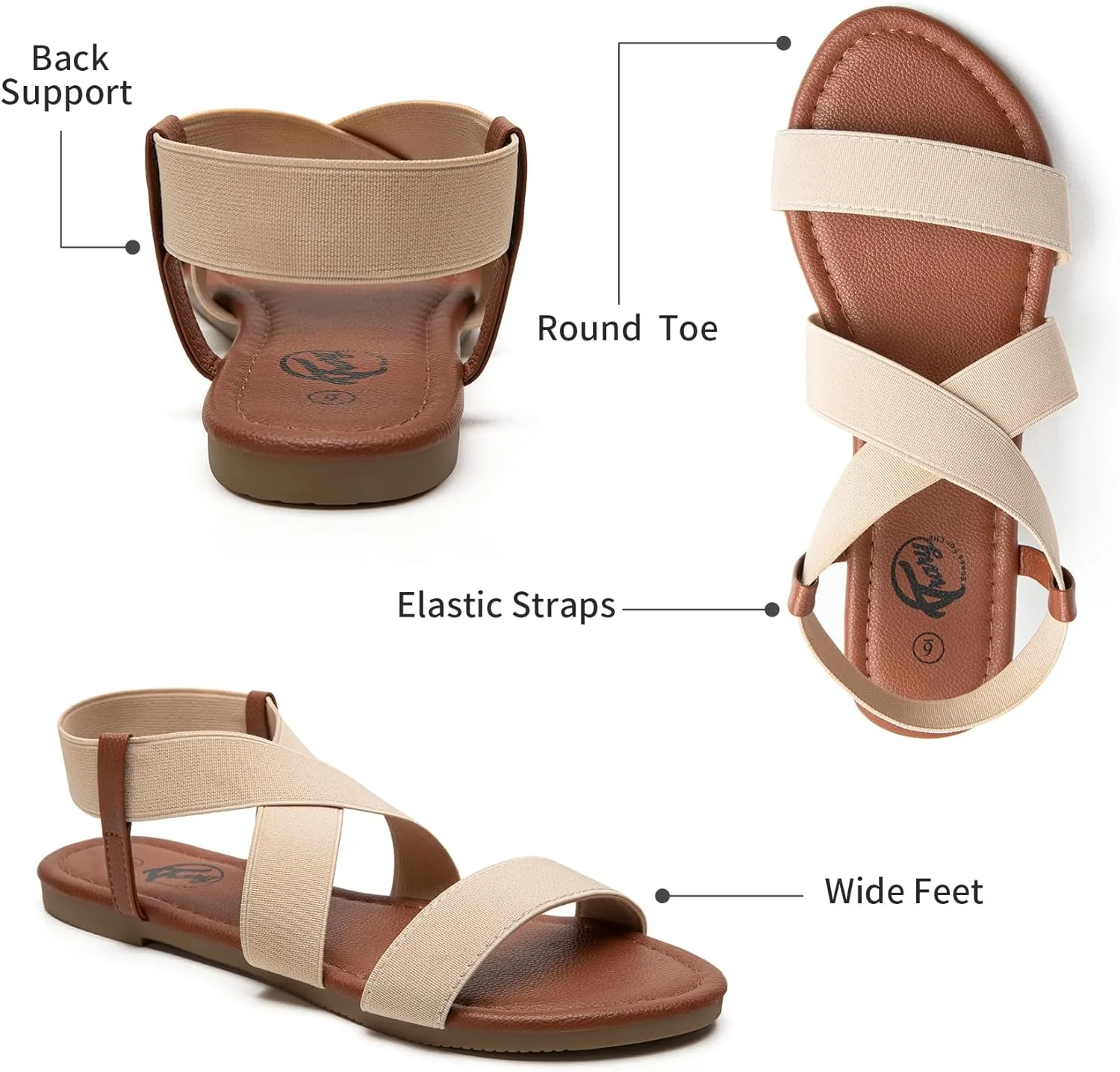 Trary Sandals Women, Womens Sandals, Flat Sandals for Women Dressy Summer, Women's Sandals, Elastic Sandals for Women, Cute Sandals, Open Toe Dress Sandals,Wide Sandles Womans, Sandalias Para Mujer