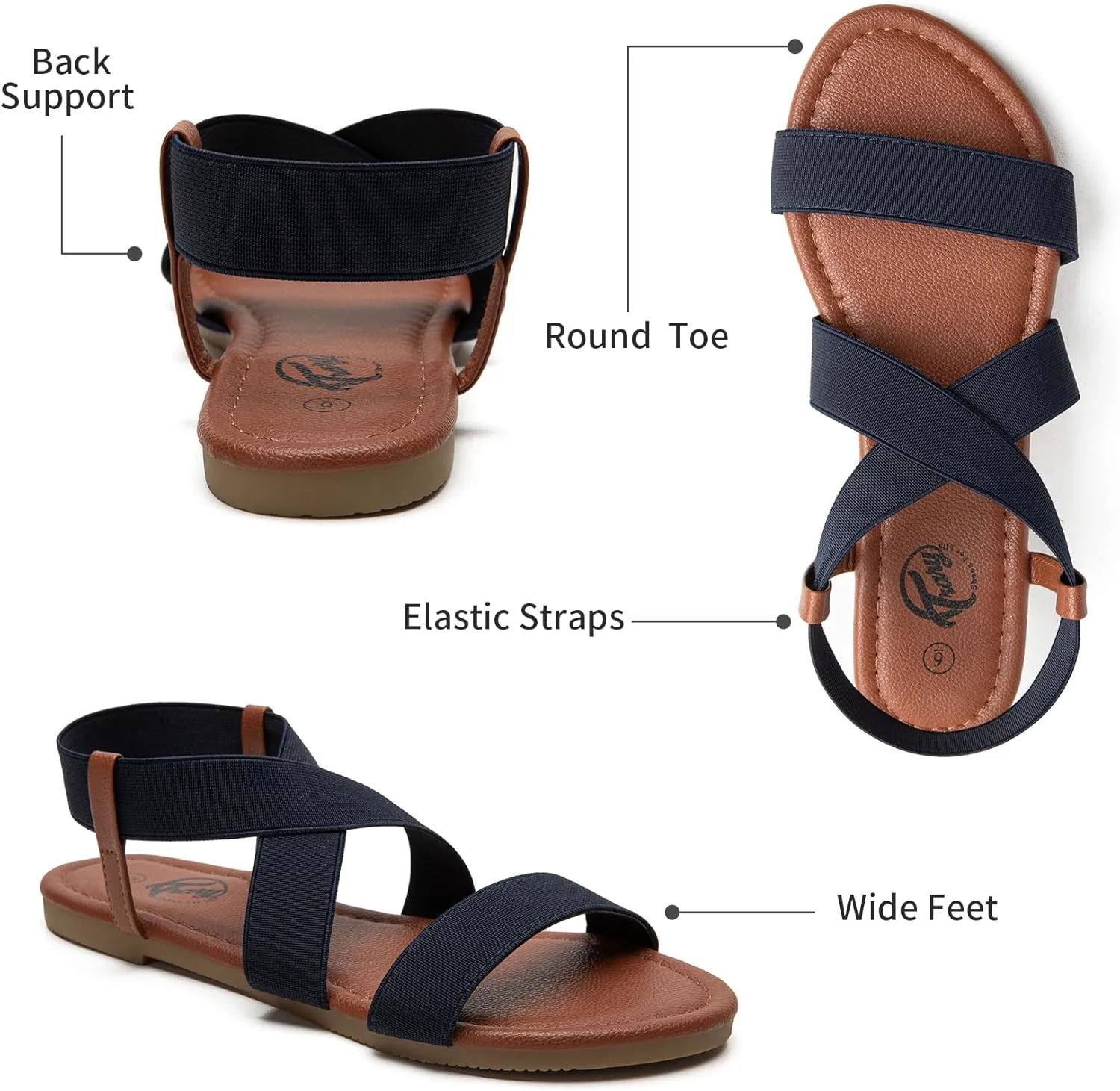 Trary Sandals Women, Womens Sandals, Flat Sandals for Women Dressy Summer, Women's Sandals, Elastic Sandals for Women, Cute Sandals, Open Toe Dress Sandals,Wide Sandles Womans, Sandalias Para Mujer