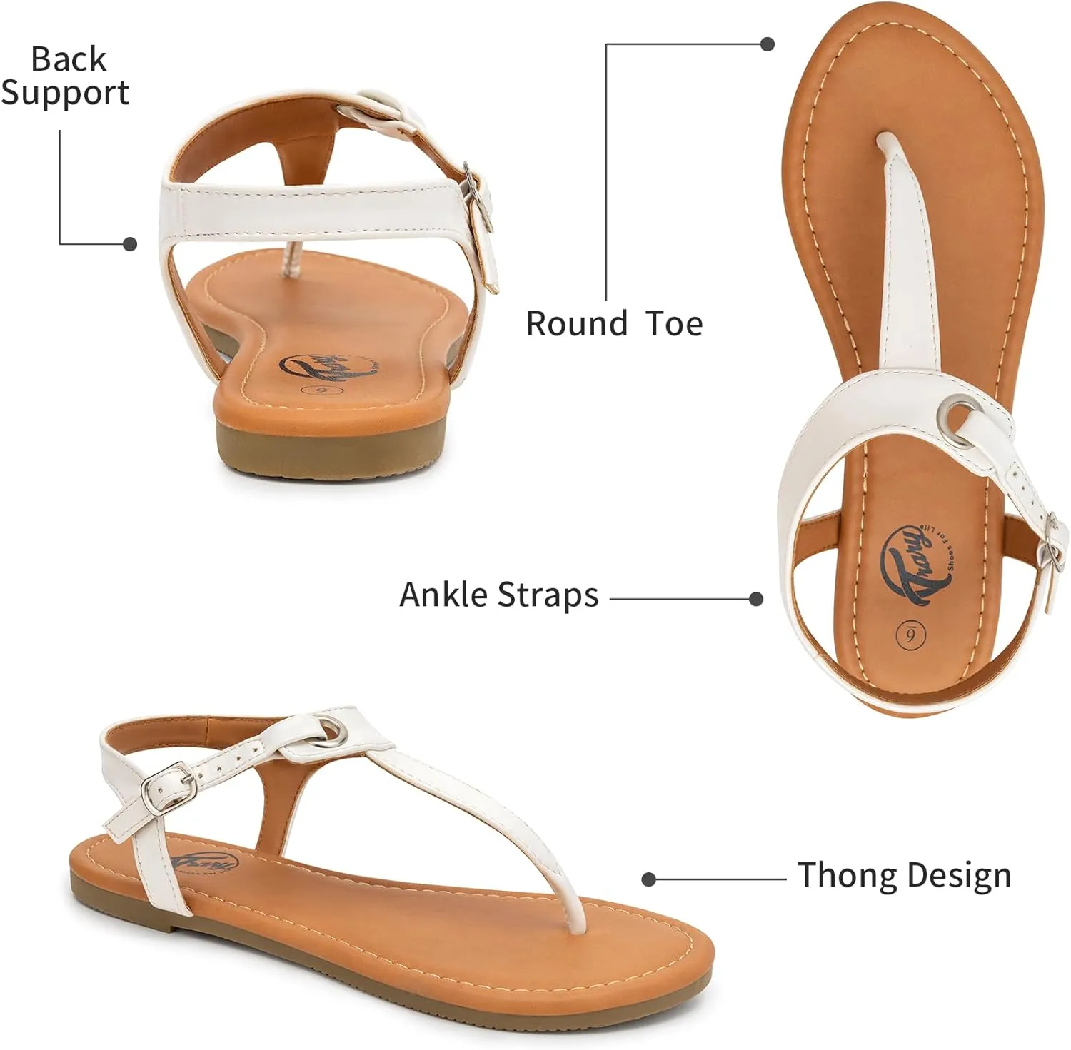 Trary Sandals Womens, Thong Sandals for Women with T-Strap, Adjustable Ankle Buckle for Women Sandals, Flat Sandals for Women Dressy, Cute Sandals for Women, Summer Sandals for Women 2023