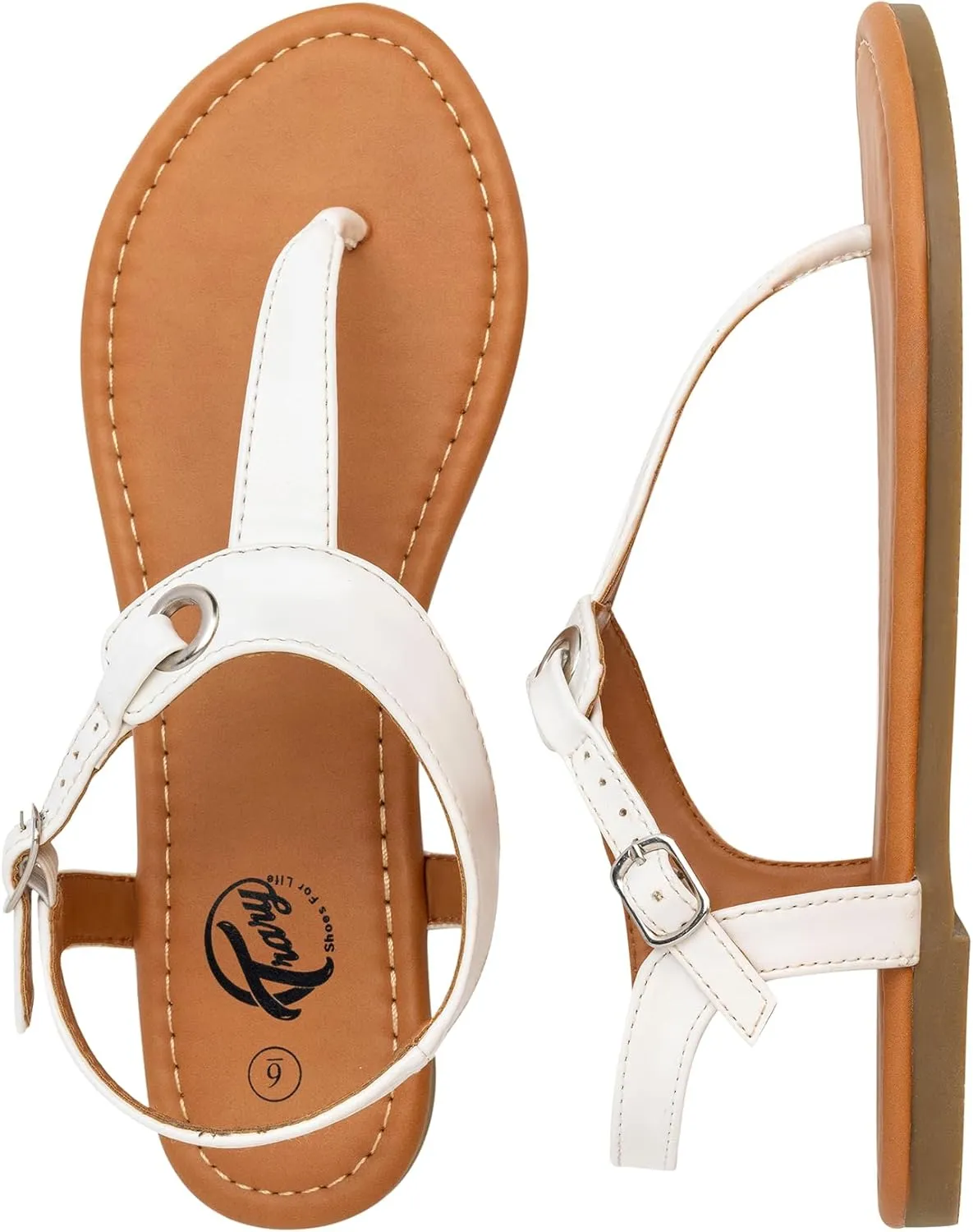 Trary Sandals Womens, Thong Sandals for Women with T-Strap, Adjustable Ankle Buckle for Women Sandals, Flat Sandals for Women Dressy, Cute Sandals for Women, Summer Sandals for Women 2023