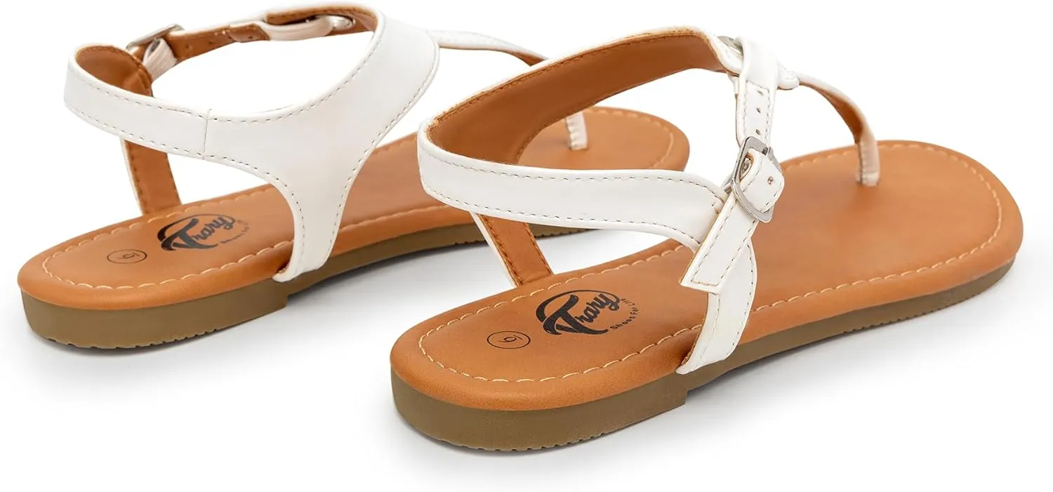 Trary Sandals Womens, Thong Sandals for Women with T-Strap, Adjustable Ankle Buckle for Women Sandals, Flat Sandals for Women Dressy, Cute Sandals for Women, Summer Sandals for Women 2023