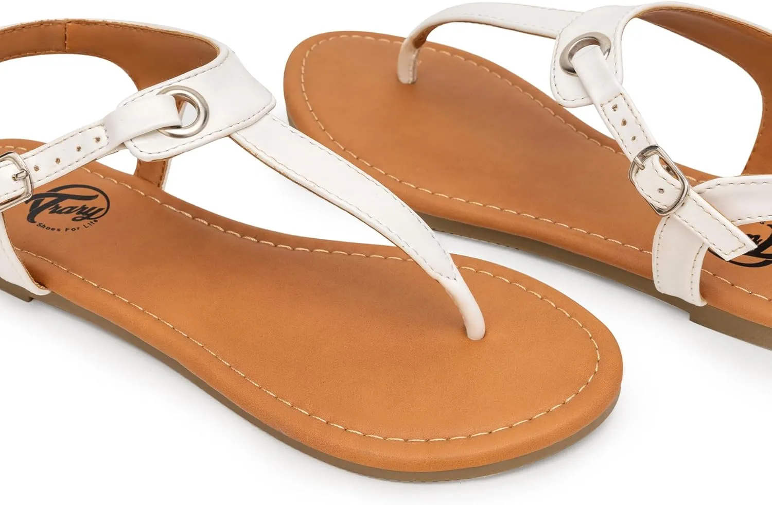 Trary Sandals Womens, Thong Sandals for Women with T-Strap, Adjustable Ankle Buckle for Women Sandals, Flat Sandals for Women Dressy, Cute Sandals for Women, Summer Sandals for Women 2023