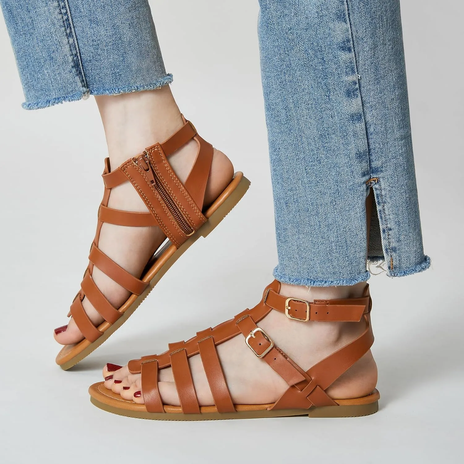 Trary Womens Sandals, Gladiator Sandals for Women, Wide Width Sandals for Women, Strappy Sandals, Flat Sandals for Women, Trendy Sandals Women Dressy Summer Flat, Comfortable Sandals Women