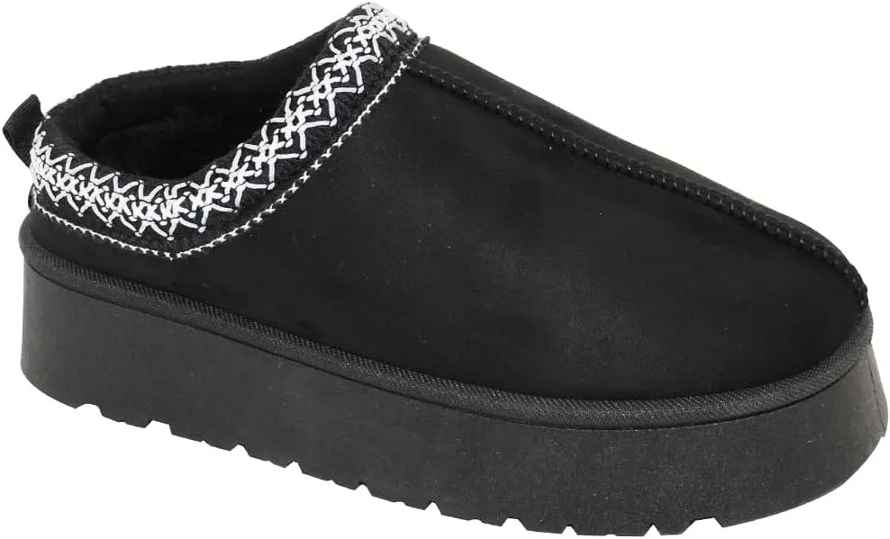 TRENDSUP Women's Platform Slippers, Suede Short Ankle Boots, Fur Fleece Lined, Slip-on, Durable for Indoor and Outdoor, Warm and Fuzzy