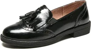 TRULAND Women’s Leather Penny Loafers – Slip On Wingtip Oxfords Tassel Loafers Comfortable Casual Dressy Shoes for Office Work