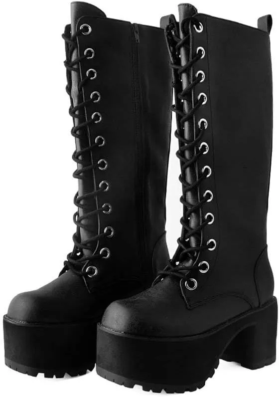 T.U.K. Shoes A9649L Womens Boots, Distressed Knee-High Nosebleed Boot