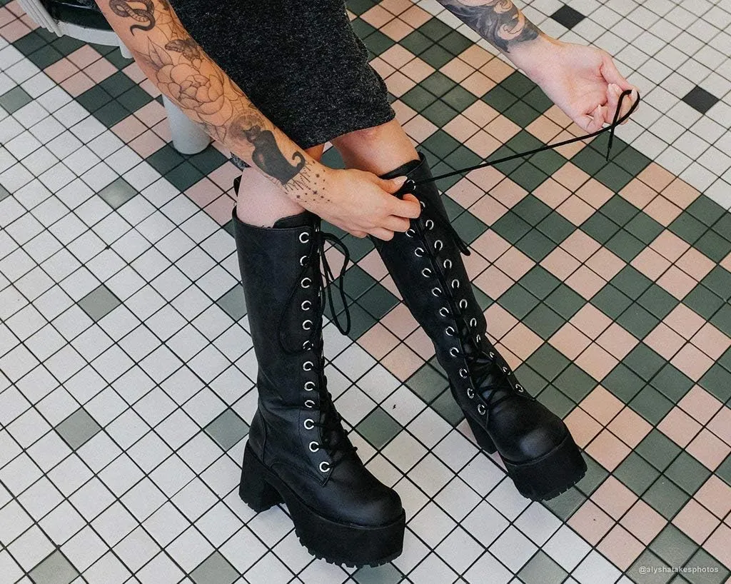 T.U.K. Shoes A9649L Womens Boots, Distressed Knee-High Nosebleed Boot
