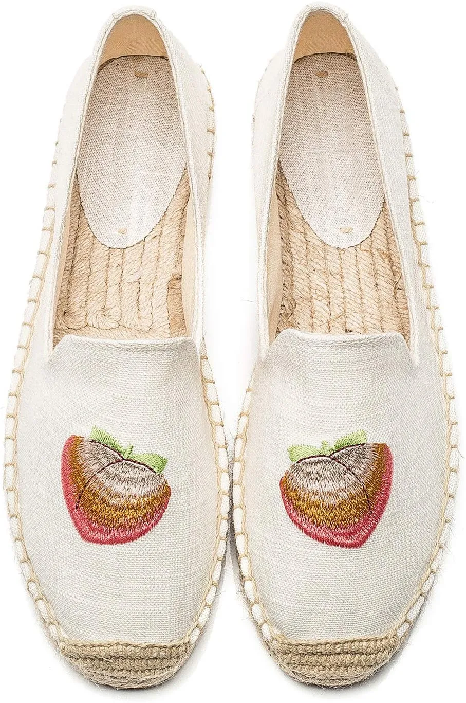U-lite Women's Cap-Toe Slip on Flats Shoes Platform Espadrilles Embroidery Canvas Linen Loafers