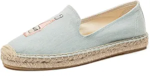 U-lite Women's Cap-Toe Slip on Flats Shoes Platform Espadrilles Embroidery Canvas Linen Loafers