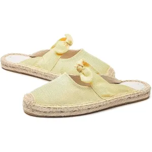 U-lite Women's Casual Bowknot Embellishment Slip-On Flats Loafers Flax Mule Shoes Espadrilles