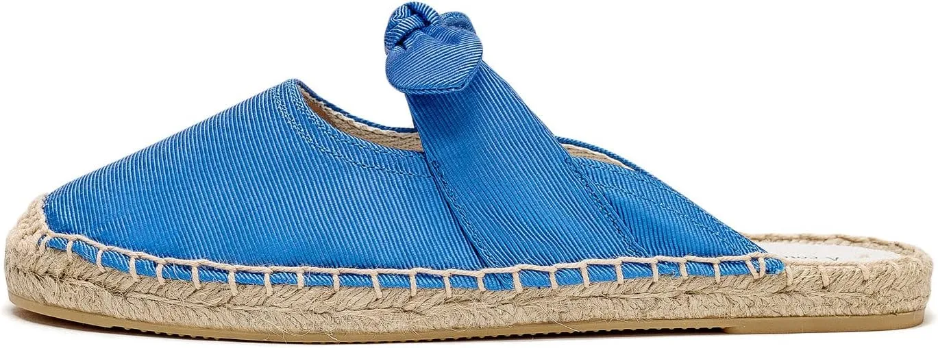 U-lite Women's Casual Bowknot Embellishment Slip-On Flats Loafers Flax Mule Shoes Espadrilles