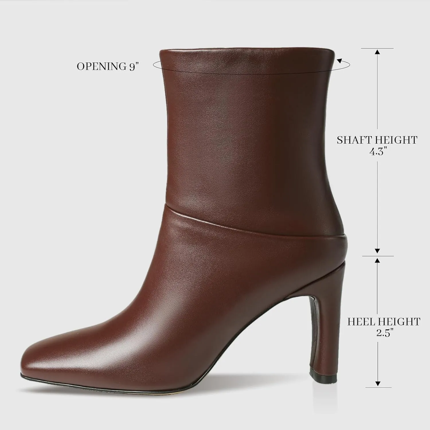 Uacllcau Ankle Boots for Women Square Toe High Heel Block Mid Calf Side Zipper Short Booties Gogo Fashion Fall Winter Boots