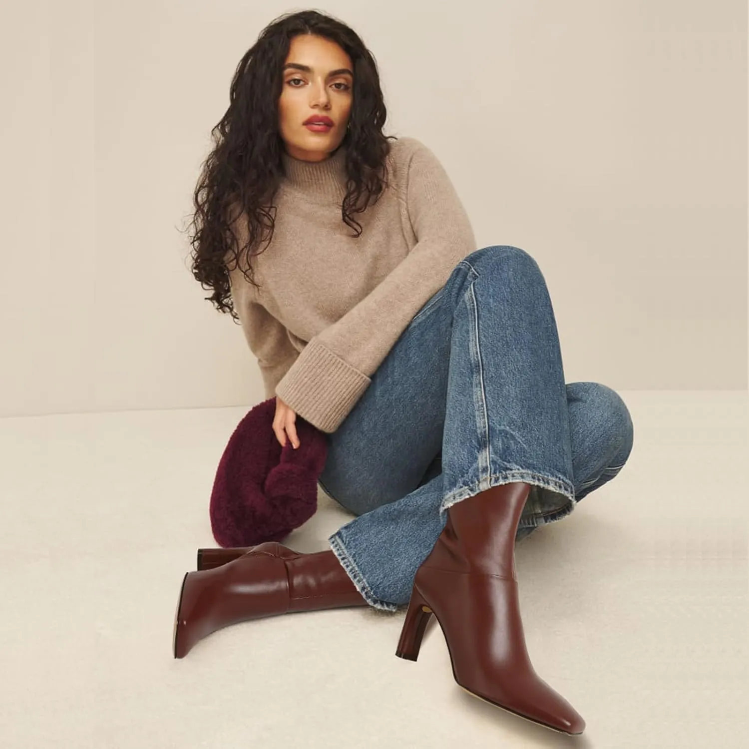 Uacllcau Ankle Boots for Women Square Toe High Heel Block Mid Calf Side Zipper Short Booties Gogo Fashion Fall Winter Boots