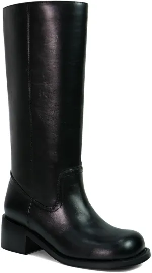 UBWDU Women's Knee High Boots Chunky Block Heel Long Boots Square Toe Low Heel Boots for Women