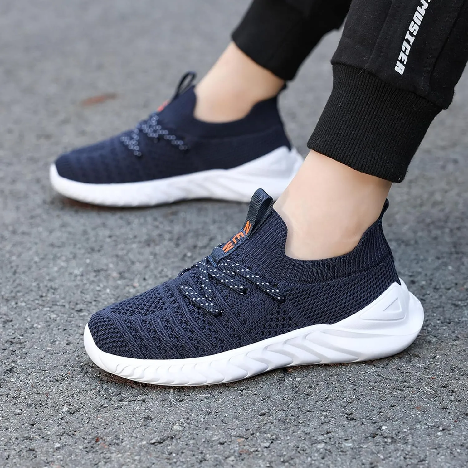 UMANPOO Kids Running Shoes Boys Girls Barefoot Slip On Sneakers Casual Walking Tennis Athletic Gym Sock Shoes Non Slip