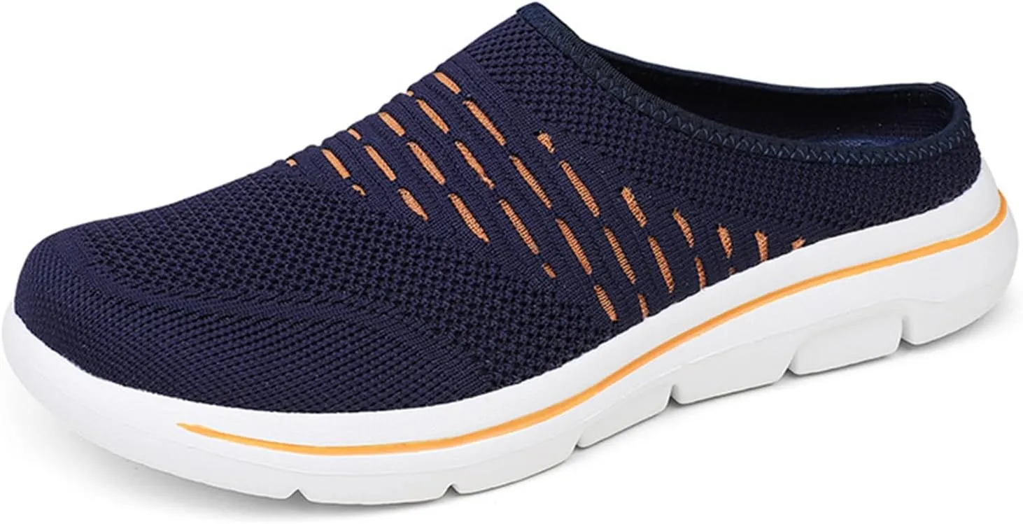 Unsiex Soft Sole Mules Summer Breathable Mesh Hollow Out Closed Toe Open Back Wedge Sandals Lightweight Comfortable Non-Slip Rubber Soles Walking Shoes