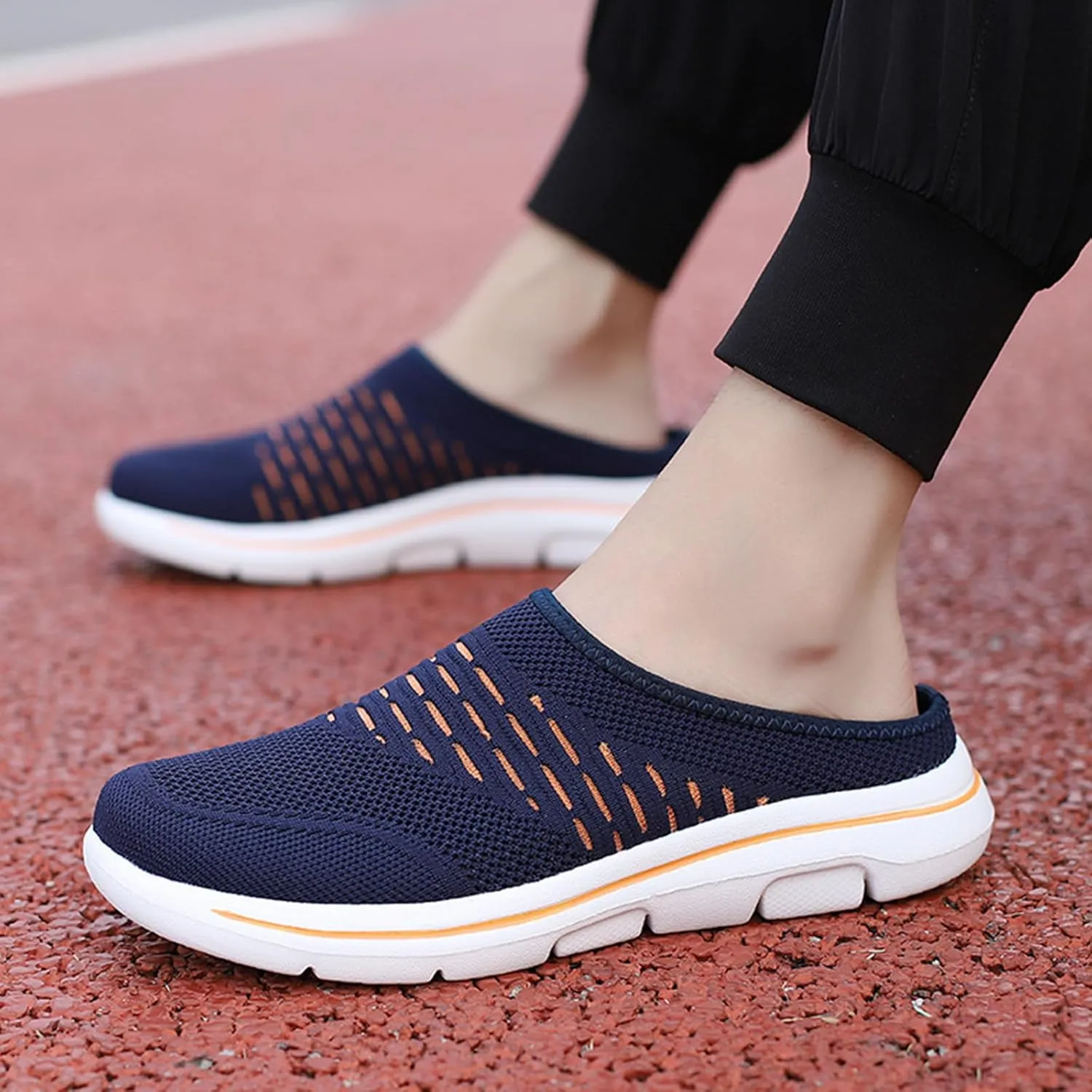 Unsiex Soft Sole Mules Summer Breathable Mesh Hollow Out Closed Toe Open Back Wedge Sandals Lightweight Comfortable Non-Slip Rubber Soles Walking Shoes