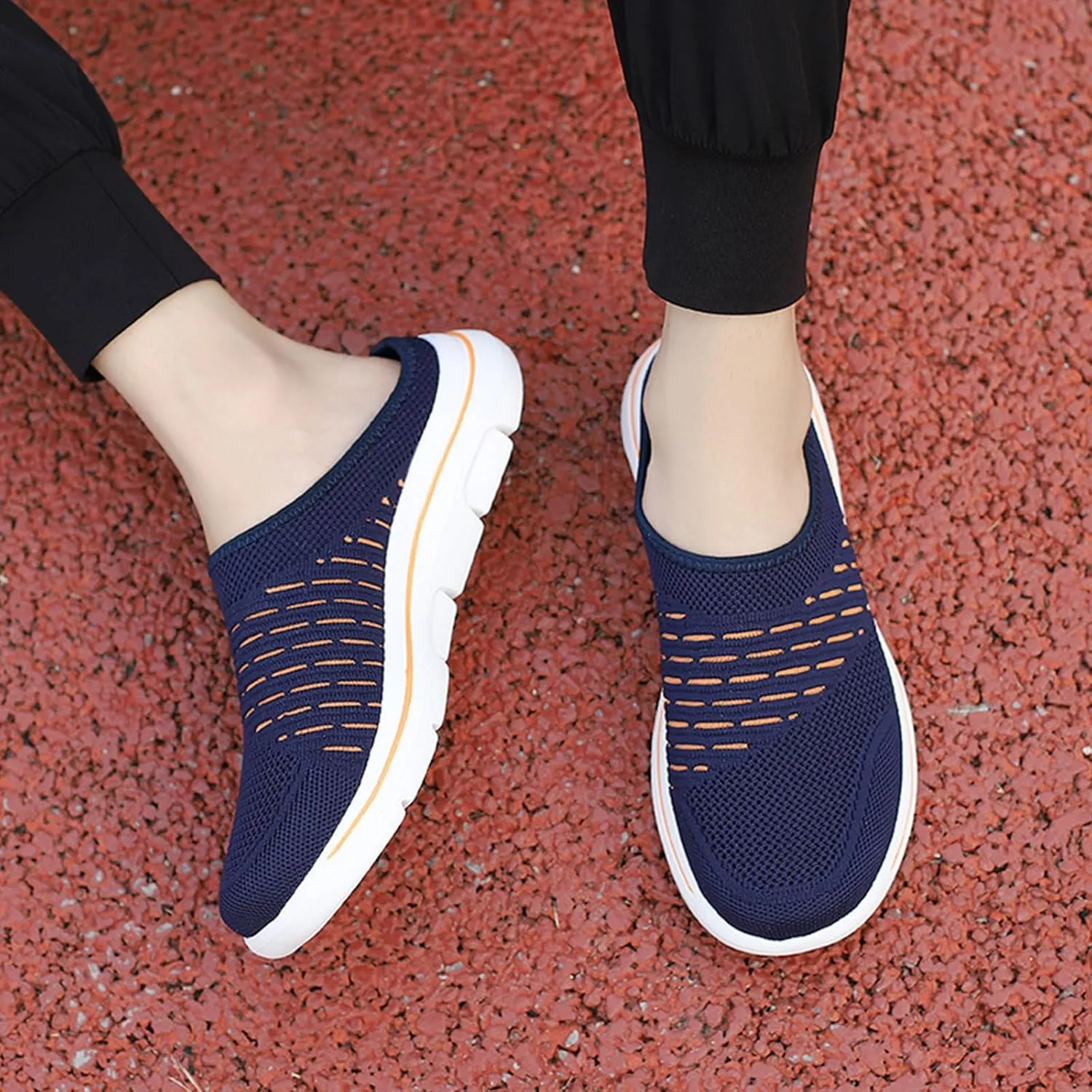 Unsiex Soft Sole Mules Summer Breathable Mesh Hollow Out Closed Toe Open Back Wedge Sandals Lightweight Comfortable Non-Slip Rubber Soles Walking Shoes