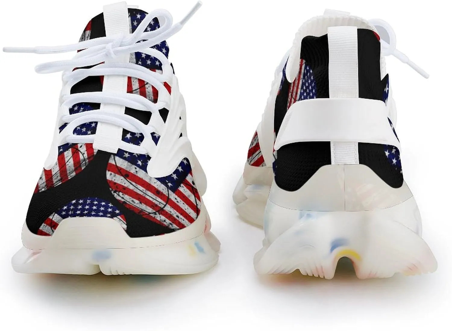 USA Flag Volleyball Running Shoes for Men Low Top Athletic Training Shoe Sports Walking Shoes Non-Slip Gym Sneakers