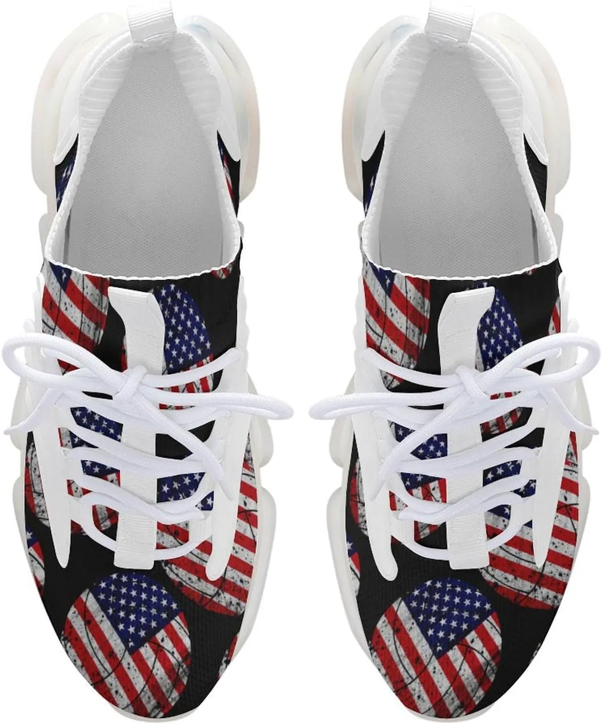 USA Flag Volleyball Running Shoes for Men Low Top Athletic Training Shoe Sports Walking Shoes Non-Slip Gym Sneakers