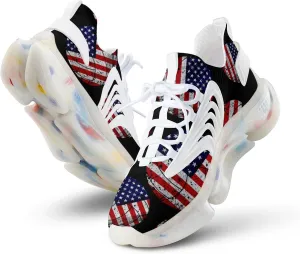 USA Flag Volleyball Running Shoes for Men Low Top Athletic Training Shoe Sports Walking Shoes Non-Slip Gym Sneakers