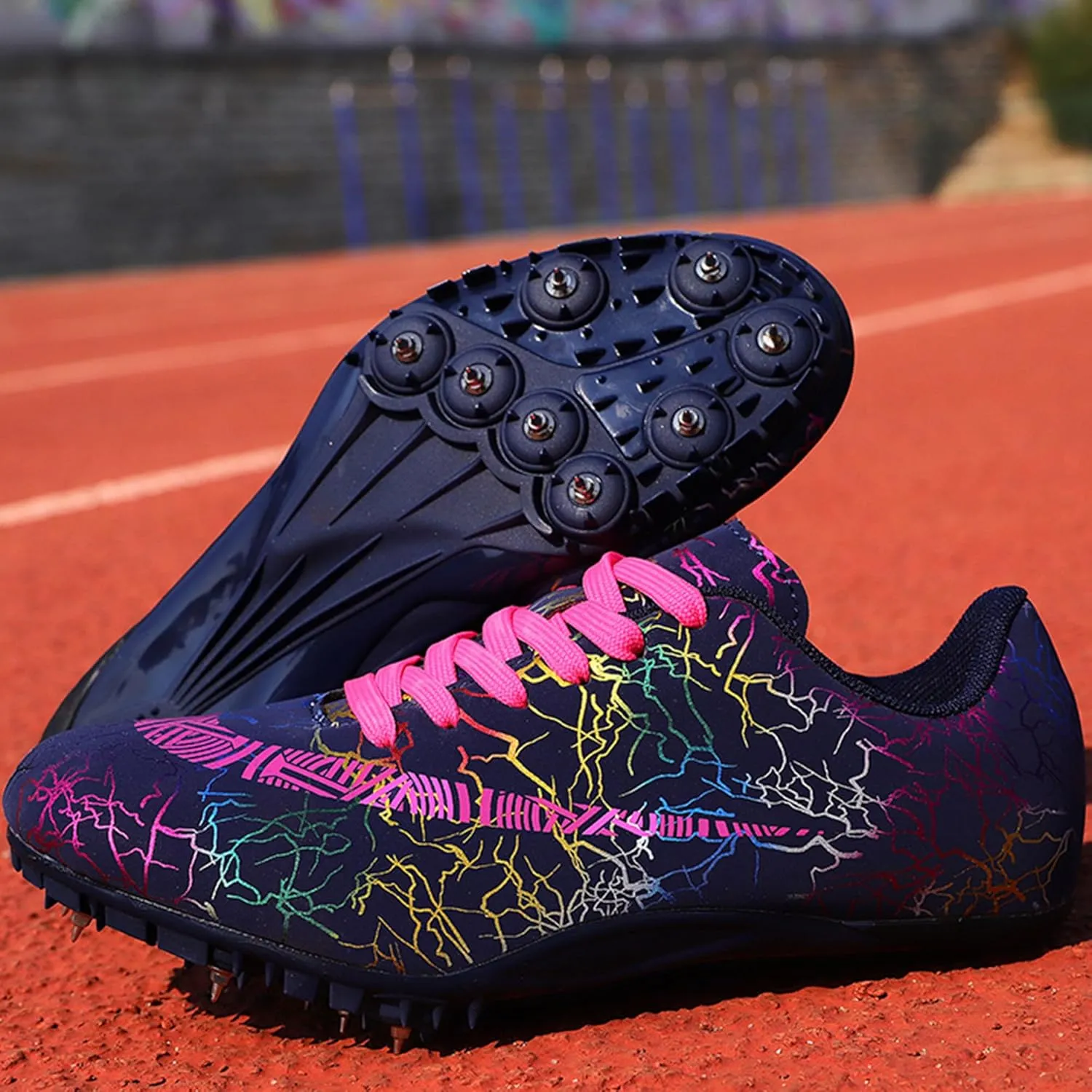 UYO Men's Track Shoes Spikes Sprint Sneakers Athletic Race Jumping Breathable Training Lightweight Track Cleats for Men