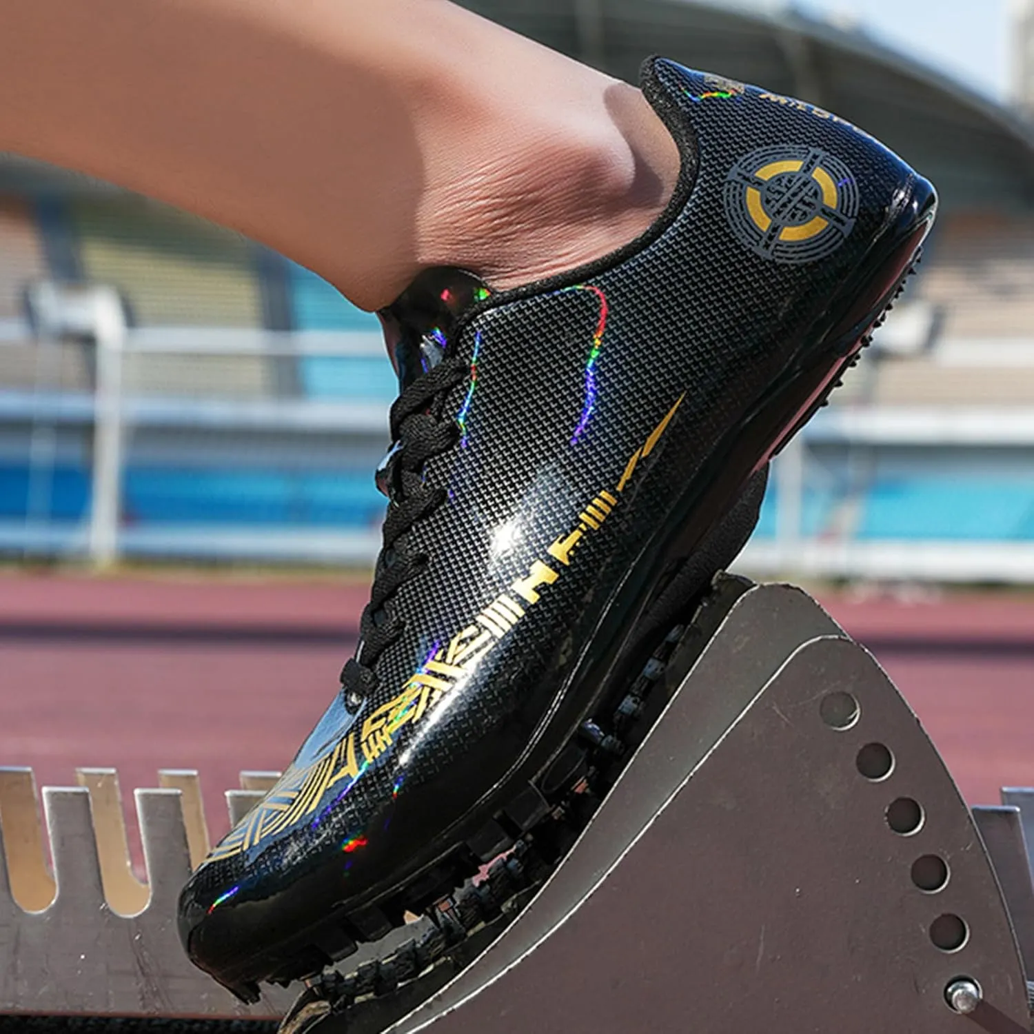 UYO Men's Track Shoes Spikes Sprint Sneakers Athletic Race Jumping Breathable Training Lightweight Track Cleats for Men