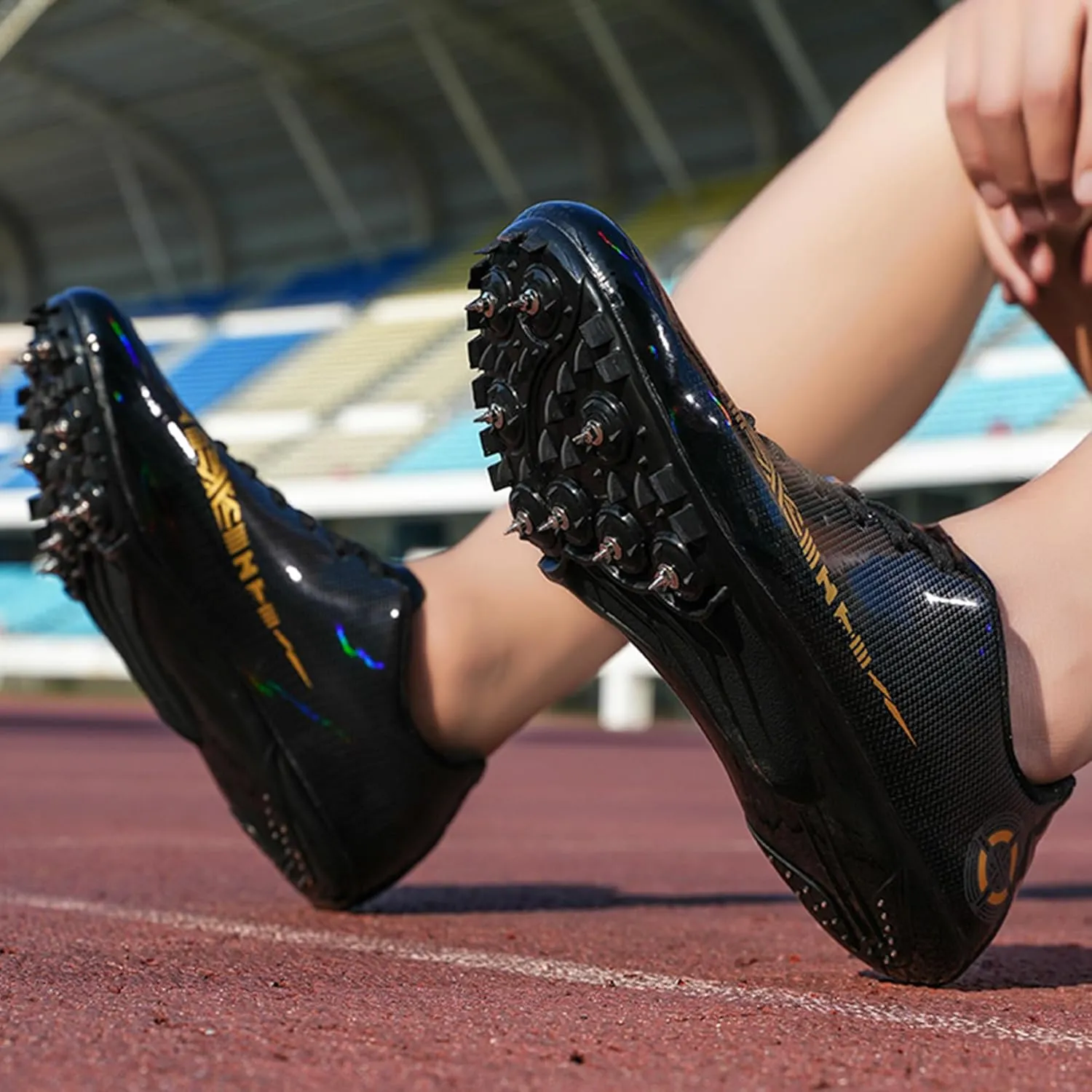 UYO Men's Track Shoes Spikes Sprint Sneakers Athletic Race Jumping Breathable Training Lightweight Track Cleats for Men